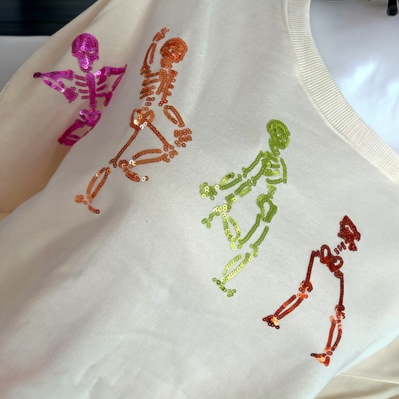 PEACH LOVE CALIFORNIA skeleton French terry crop top S M L - Picture 8 of 8